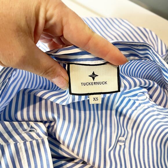 Tuckernuck Striped 3/4 Sleeve Royal Shirt Mini Dress Blue XS - Picture 3 of 10